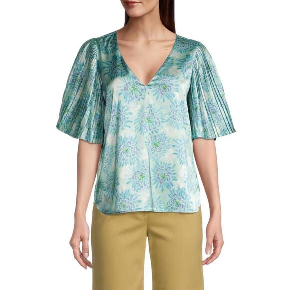 Rebecca Taylor Tops - NWT! Rebecca Taylor Astera Fleur Pleated Puff-Sleeve Blouse Size XS